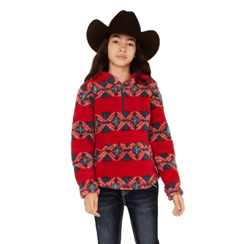 Cruel Denim® Girls Aztec Fleece Red Pullover CWK8470002 Trapeze Tunic Caftan