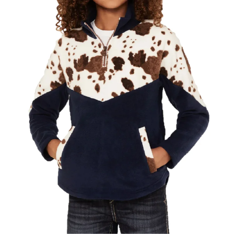 Cruel Denim® Girls Cowhide & Navy Fleece Pullover CWK8760001 Cardigan Sweater Pullover