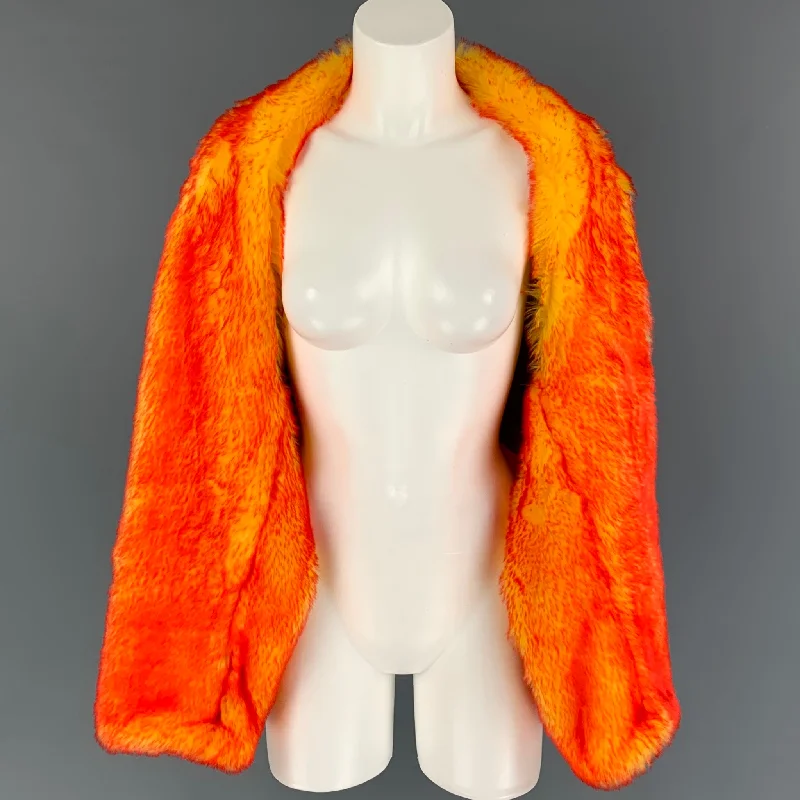 DRIES VAN NOTEN FW 19 Size One Size Orange Yellow Faux Fur Cropped Coat