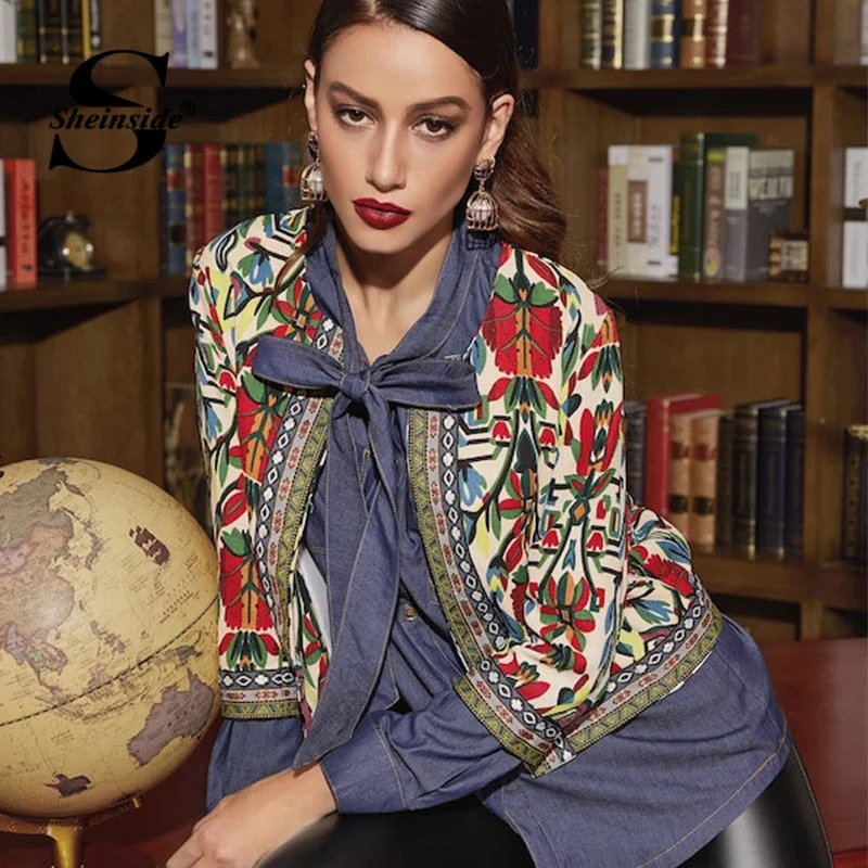 Winter Tribal Print Office Ladies Jacket