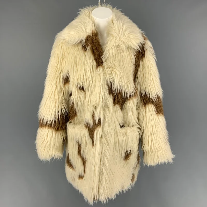 ZADIG & VOLTAIRE Size XS Beige Brown Acrylic Blend Faux Fur Coat