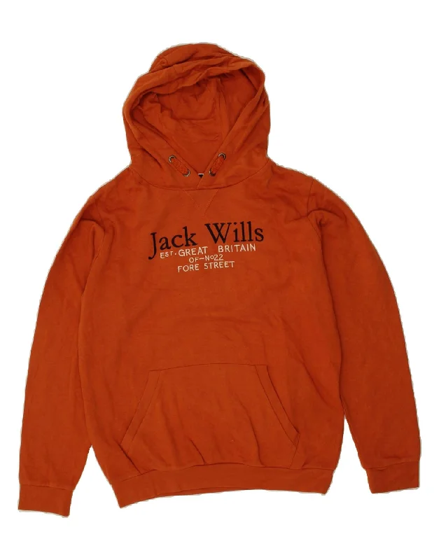 JACK WILLS Boys Graphic Hoodie Jumper 14-15 Years Orange Cotton