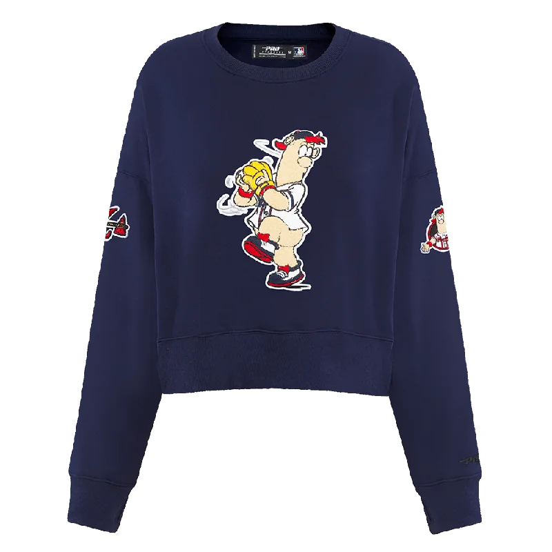 MLB ATLANTA BRAVES MASCOT WOMEN'S FLC CREWNECK (MIDNIGHT NAVY)