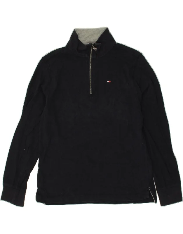 TOMMY HILFIGER Boys Zip Neck Sweatshirt Jumper 12-13 Years Navy Blue