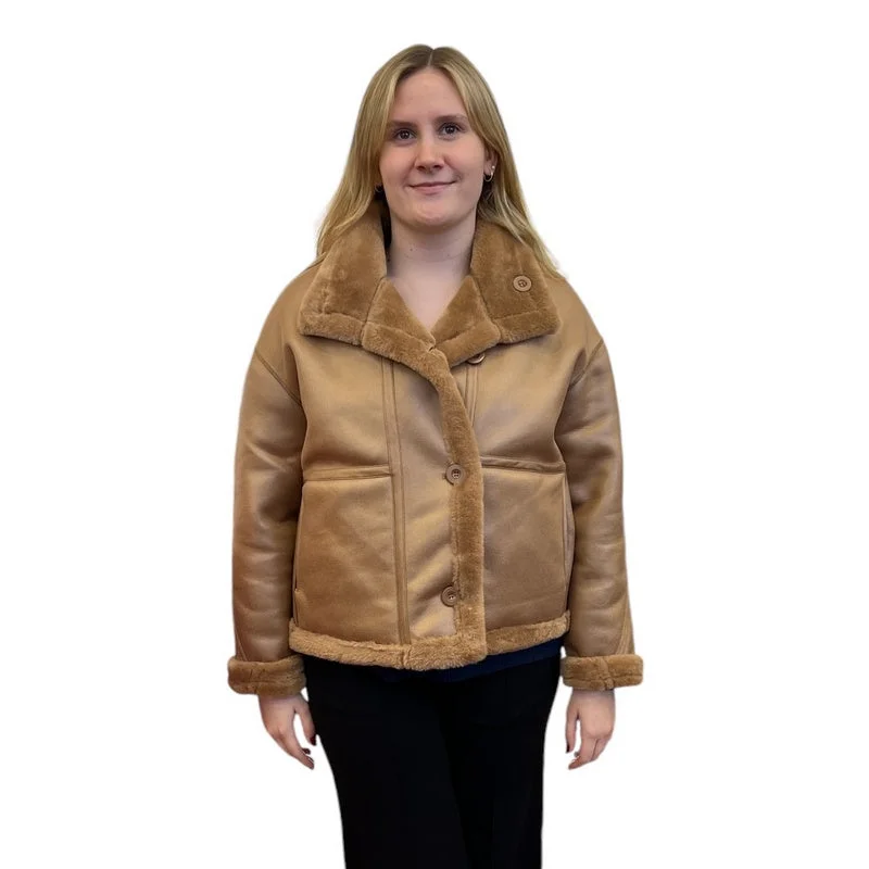 Reversible Faux Sheepskin Short Jacket Camel