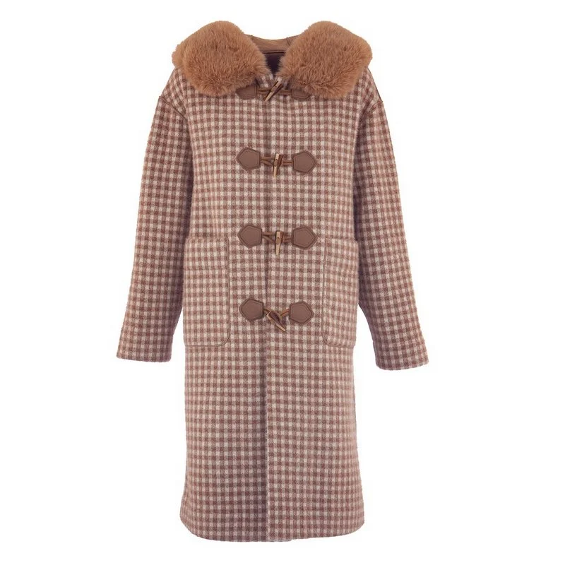 Reversible Long-Line Duffle Coat in Taupe