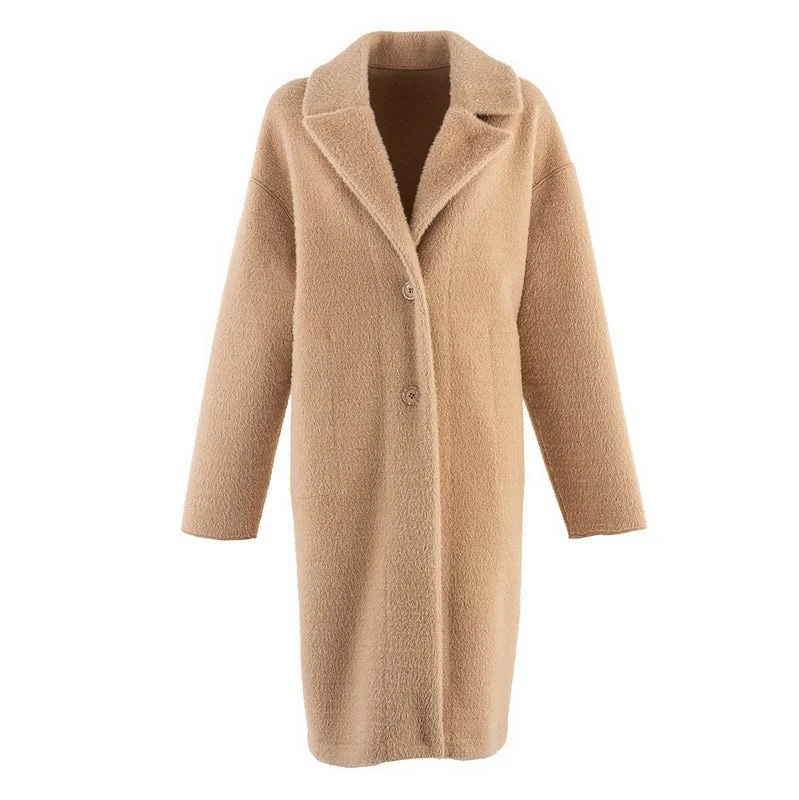 Reversible Long-line Faux Fur Teddy Jacket Beige